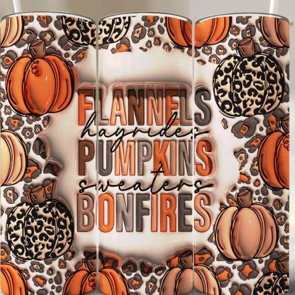 🍂 Get Cozy with Our 3D Flannels Pumpkins Bonfire Tumbler Wrap! 🎃🔥 - Picture 1 of 1